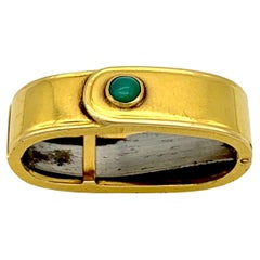 Antiker viktorianischer Schal Clip-Schal Ring 15 Karat Gold Metall Türkis Cabochon