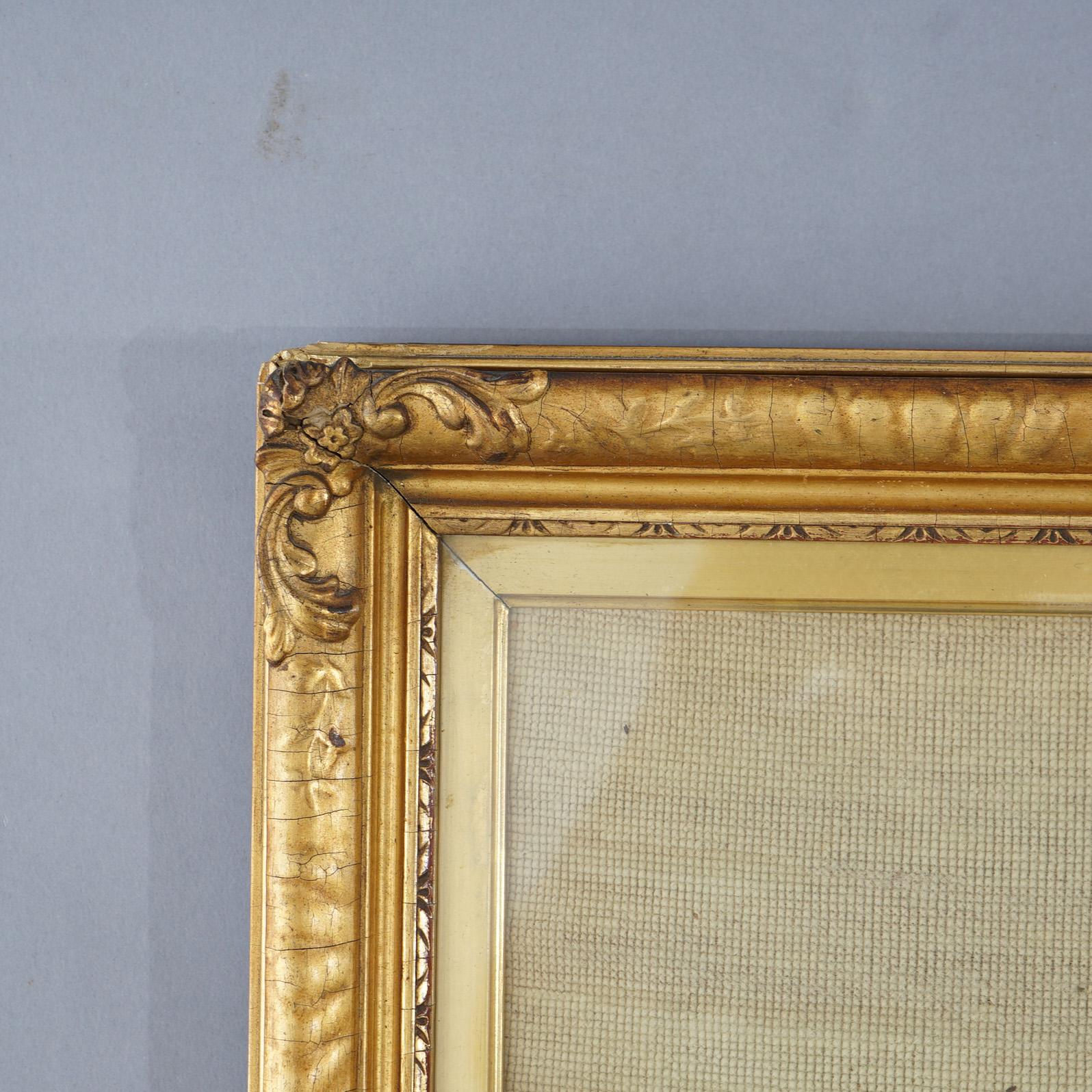 Antique Victorian Scene Framed Needlework In Giltwood Frame Circa 1900 For Sale 2