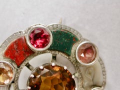 Antique Victorian Scotch Pebble & Silver Brooch Dated Circa 1880