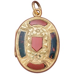 Antique Victorian Scottish 9 Carat Gold on Silver Mourning Locket