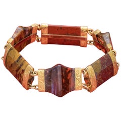 Antique Victorian Scottish Agate Bracelet 18 Carat Gold, circa 1880