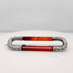 Antique Victorian Scottish Agate and Silver Brooch or Kilt Pin