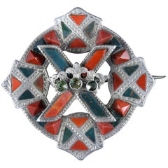 Antique Victorian Scottish Agate Brooch, circa 1860