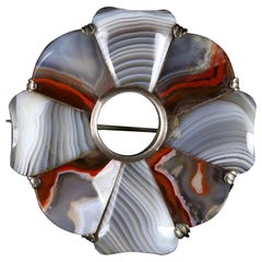 Antique Victorian Scottish Agate Brooch, circa 1860