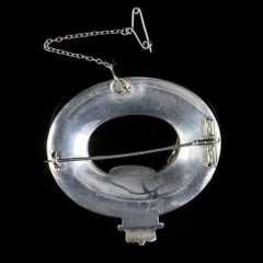 Antique Victorian Scottish Agate Buckle Brooch Silver,  circa 1860