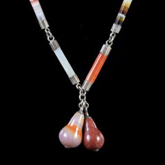 Antique Victorian Scottish Agate Necklace Silver, circa 1880