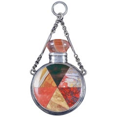 Antique Victorian Scottish Agate Scent Bottle Pendant Silver, circa 1860 Antique Victorian Scottish Agate Scent Bottle Pendant Silver, circa 1860