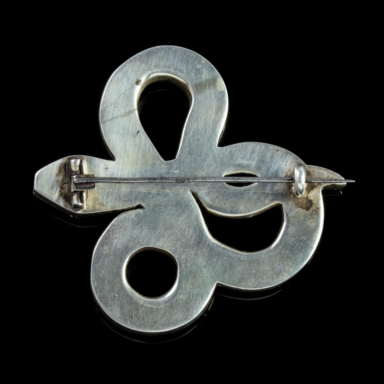 Women's Antique Victorian Scottish Agate Snake Silver circa 1860 Brooch For Sale