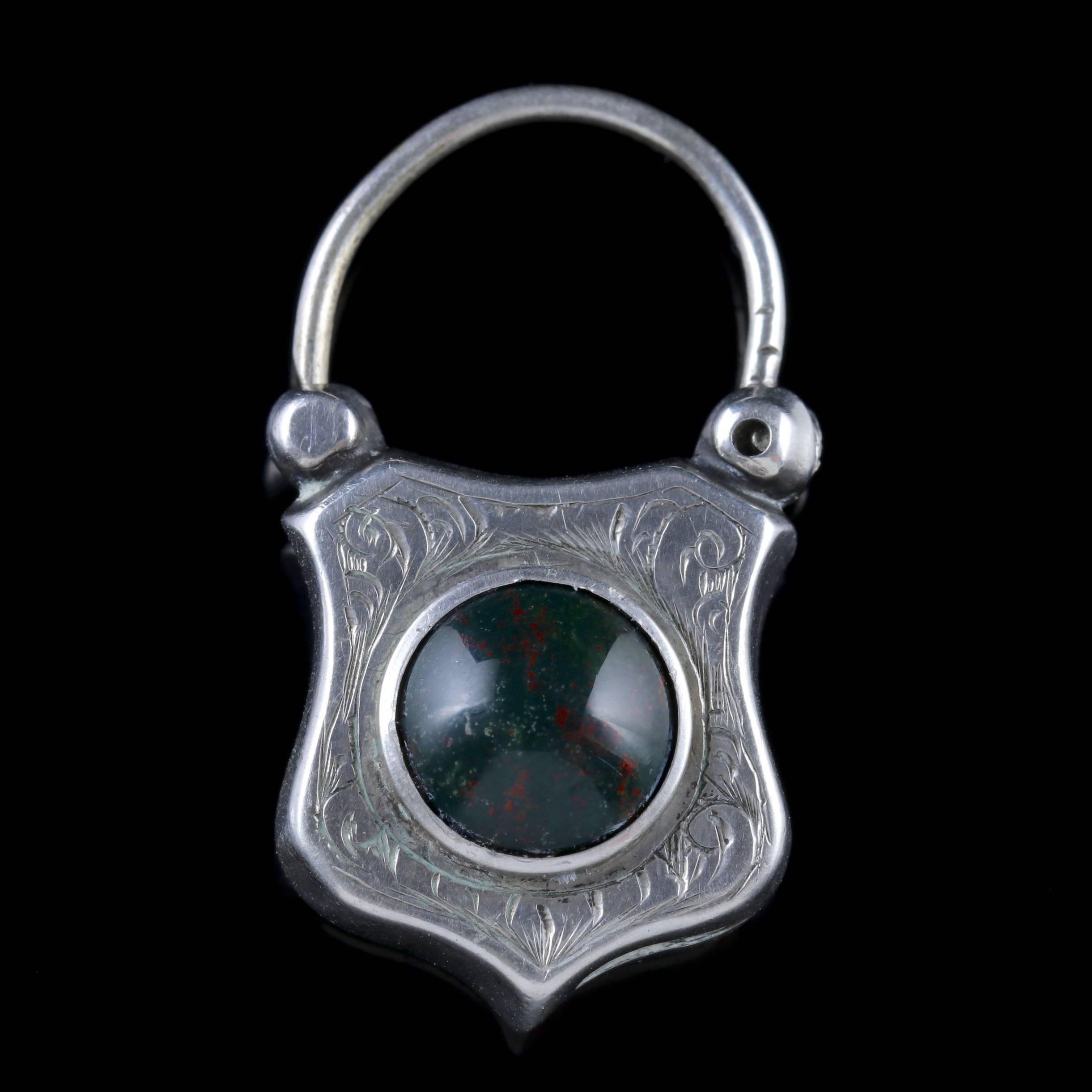 Antique Victorian Scottish Bracelet Agate Padlock Silver, circa 1860 For Sale 2