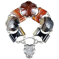 Antique Victorian Scottish Bracelet Silver Padlock, circa 1860