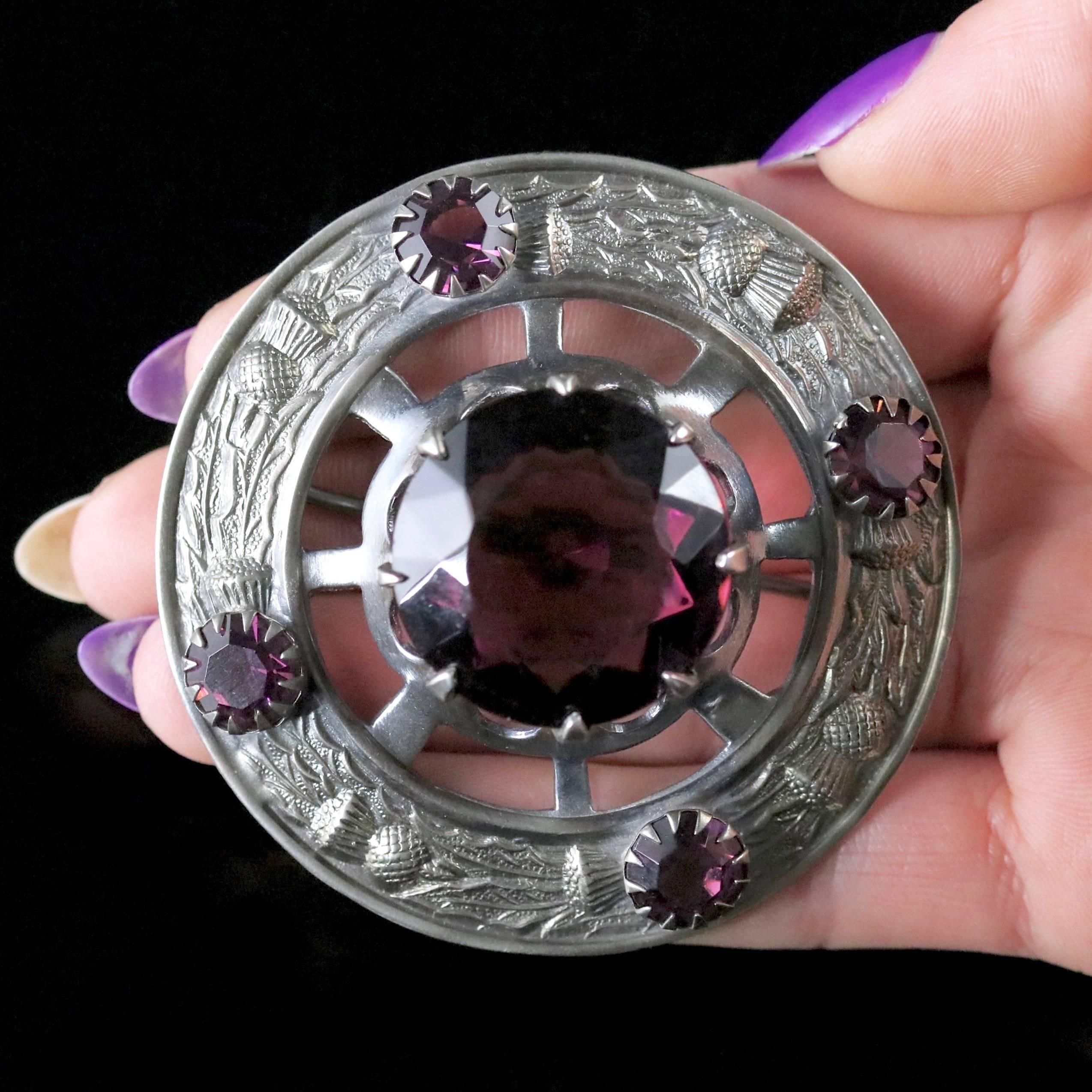 Antique Victorian Scottish Brooch Paste Amethyst, circa 1880 3