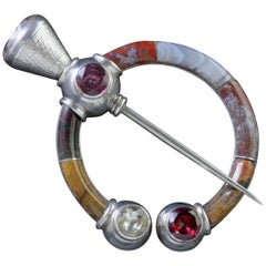 Antique Victorian Scottish Brooch Penannular Pin, circa 1860
