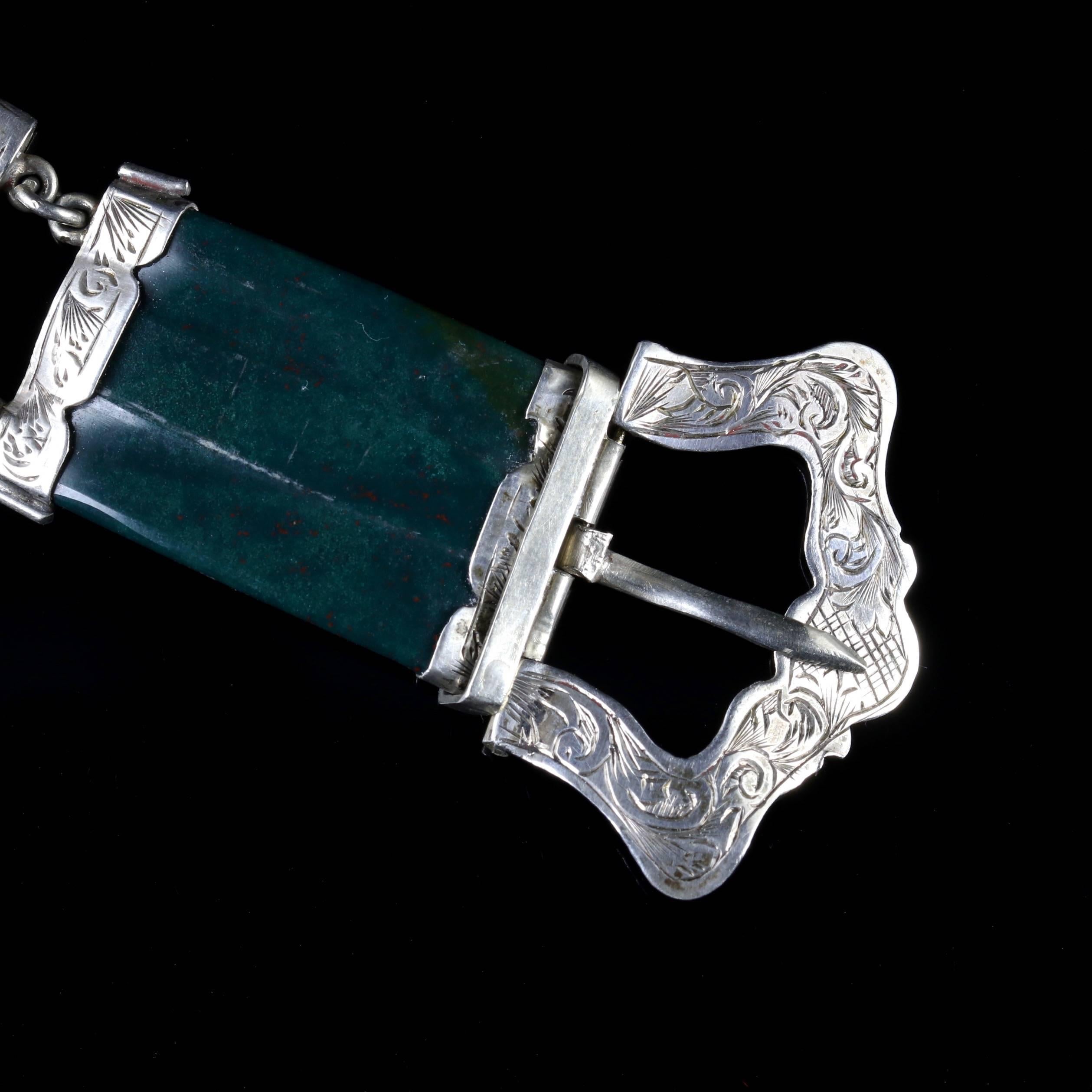 Antique Victorian Scottish Buckle Bracelet Silver, circa 1860 6