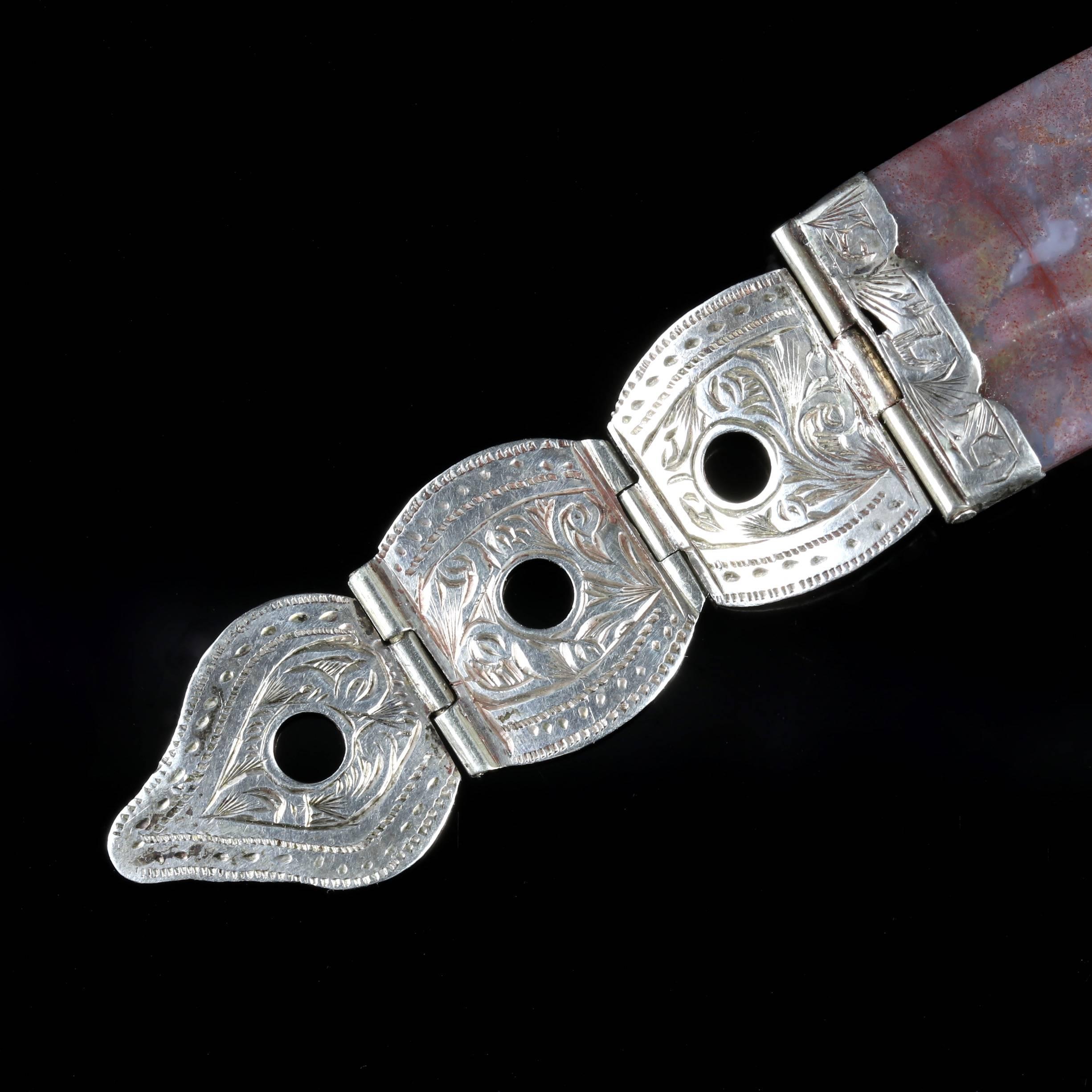 Antique Victorian Scottish Buckle Bracelet Silver, circa 1860 4