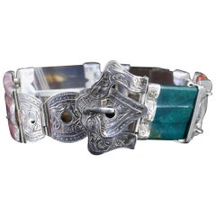 Antique Victorian Scottish Buckle Bracelet Silver, circa 1860