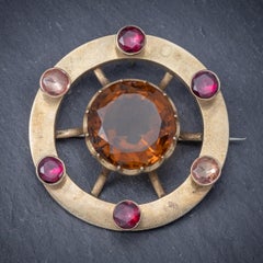 Antique Victorian Scottish Cairngorm 9 Carat Gold circa 1860 Boxed Brooch
