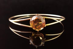 Antique Victorian Scottish Citrine Bangle, 9 Karat Gold, Boxed