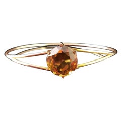 Antique Victorian Scottish Citrine Bangle, 9 Karat Gold, Boxed