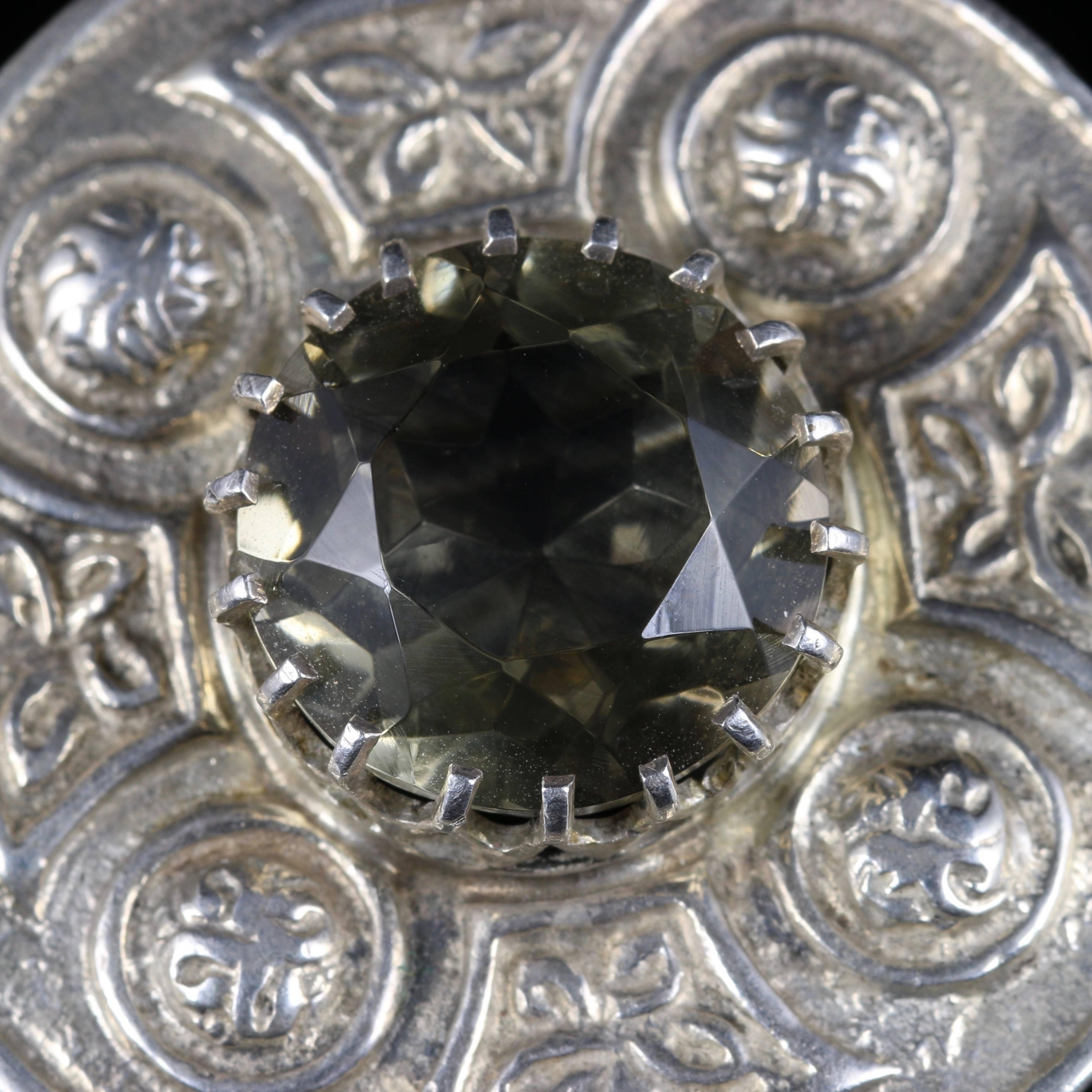 For more details please click continue reading down below...

This fabulous antique Victorian Sterling Silver Scottish Citrine brooch is Circa 1860.

Set with a large natural tested Citrine in the centre.

The name Citrine is derived from the colour