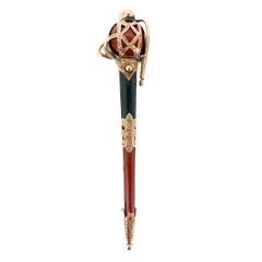 Antique Victorian Scottish Dagger Brooch, Rose Gold, Cornelian and Bloodstone