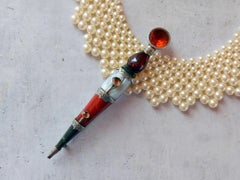 Antique Victorian Scottish Dirk Dagger Silver Brooch Pin