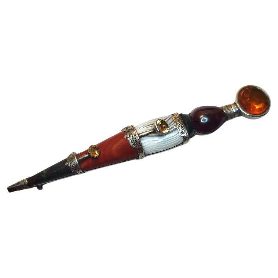 Antique Victorian Scottish Dirk Dagger Silver Brooch Pin For Sale at ...