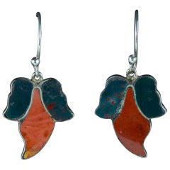 Antique Victorian Scottish Earrings Ivy Leaf Silver, circa 1880