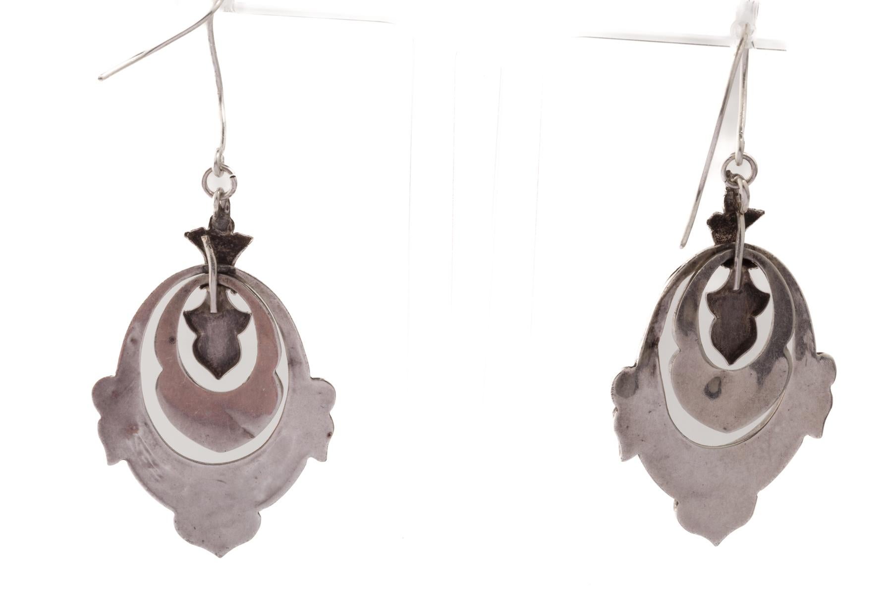 Women's Antique Victorian Scottish Silver Agate Earrings For Sale