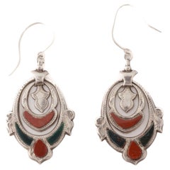 Antique Victorian Scottish Silver Agate Earrings