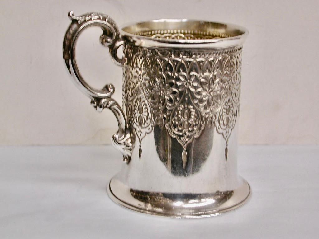 Metà XIX secolo Antica tazza da battesimo vittoriana scozzese in argento datata 1862 J Murray in vendita