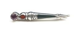 Antique Victorian Scottish Silver Dirk Brooch, Agate
