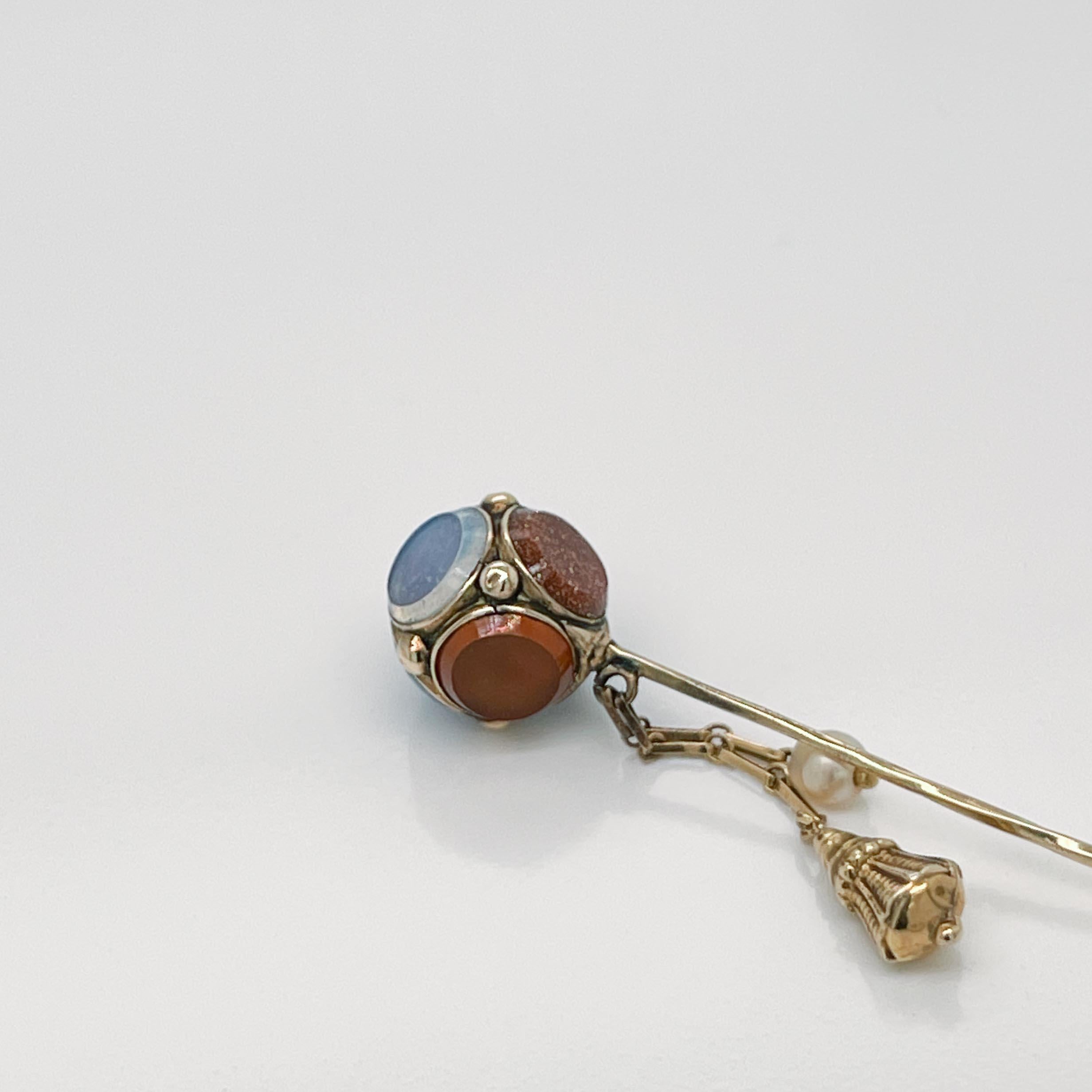 Antique Victorian Scottish Specimen Agate & Gold Stickpin or Lapel Pin 4