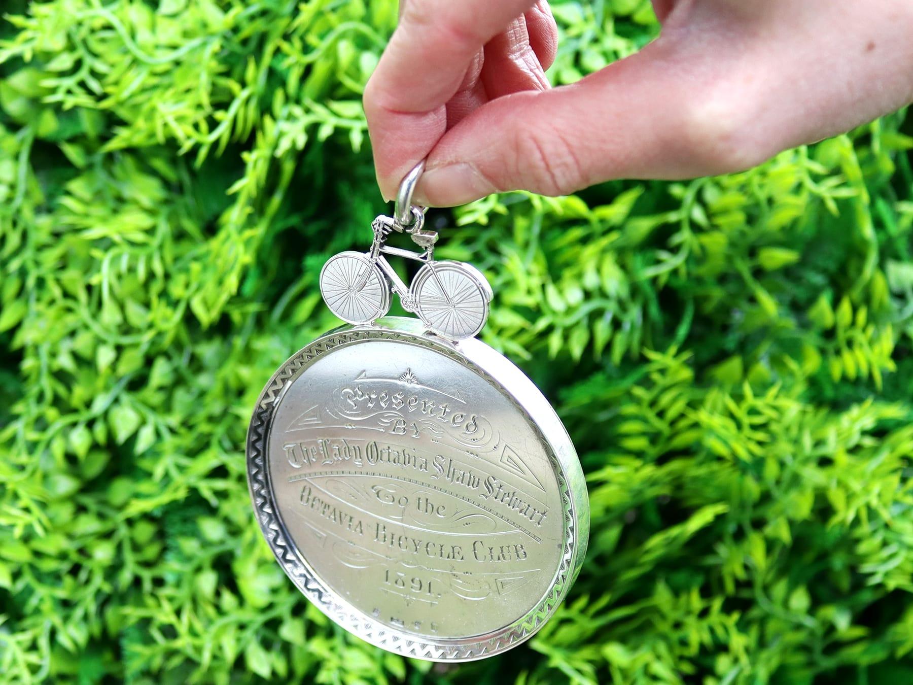 Scozzese Antico medaglione ciclistico vittoriano scozzese in argento sterling in vendita