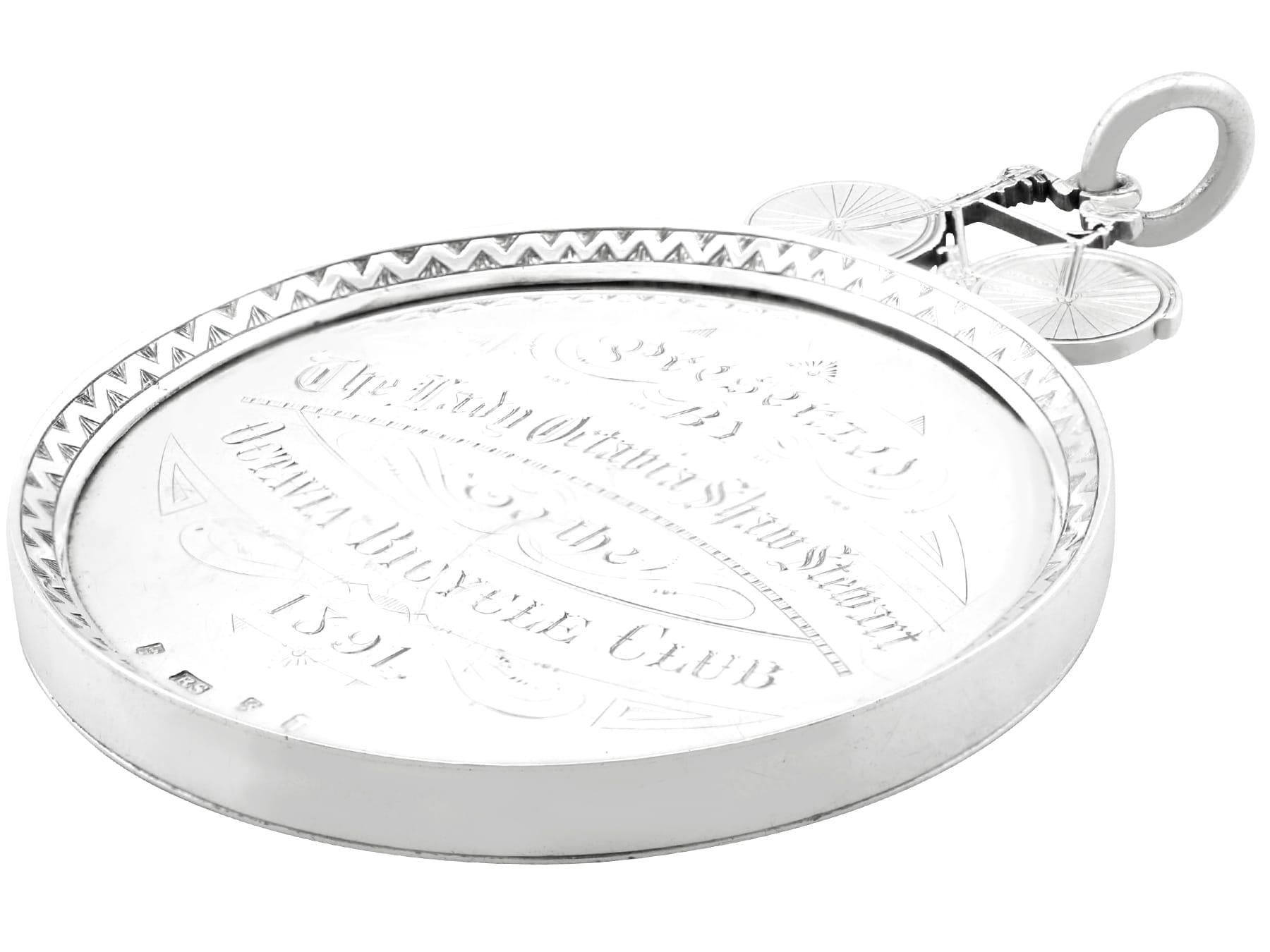 Argento 925 Antico medaglione ciclistico vittoriano scozzese in argento sterling in vendita