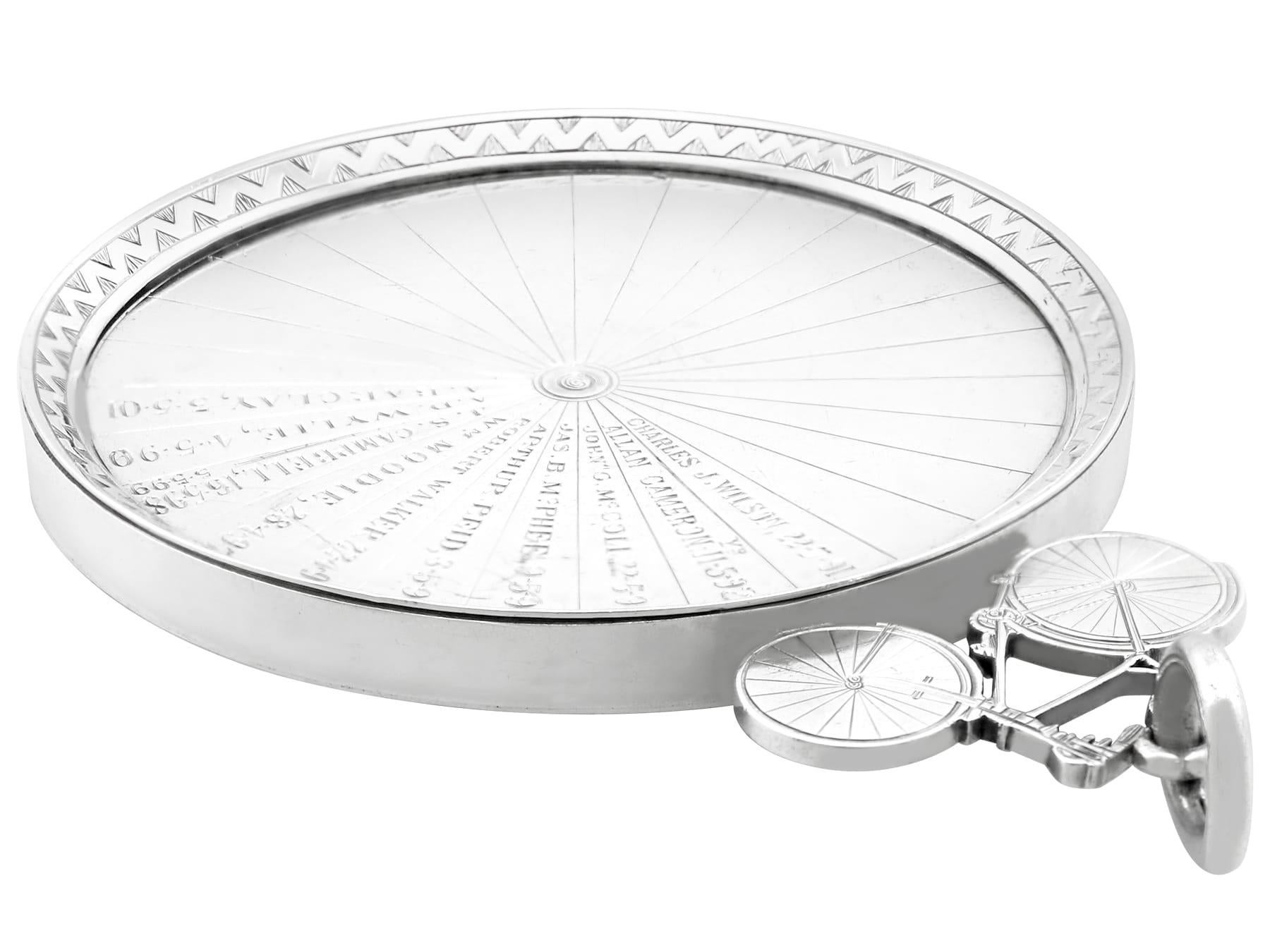 Antico medaglione ciclistico vittoriano scozzese in argento sterling in vendita 2