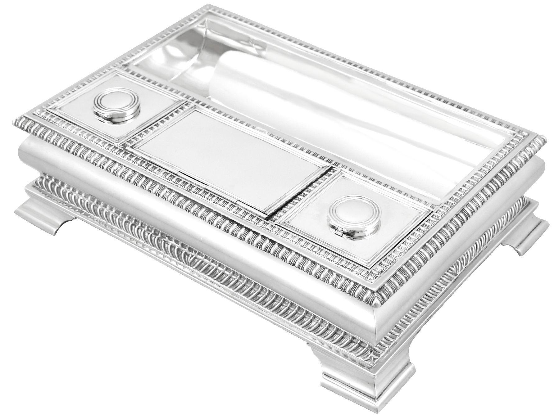Early 20th Century Antique Victorian Scottish Sterling Silver Inkstand by Hamilton & Inches