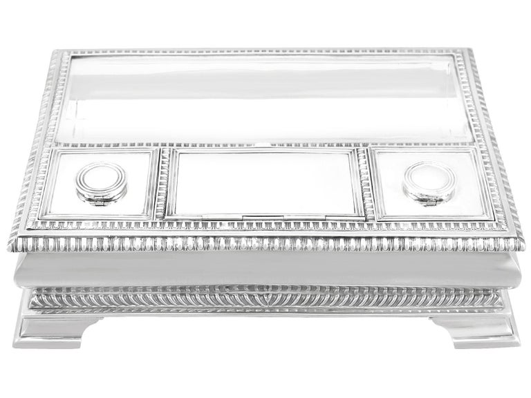 Antique Victorian Scottish Sterling Silver Inkstand by Hamilton & Inches For Sale 1