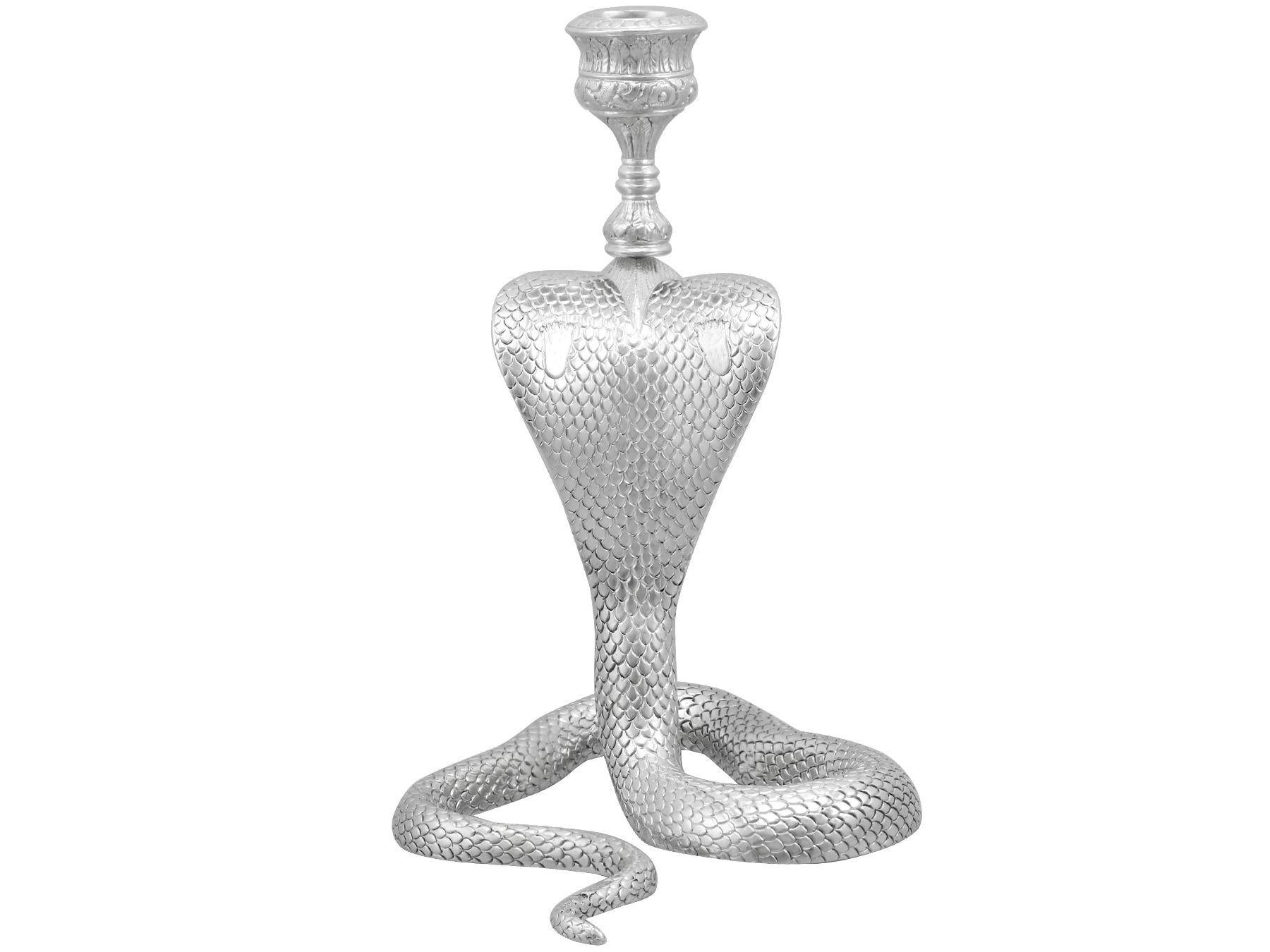 Late 19th Century Victorian Scottish Sterling Silver Snake Candle Holders For Sale