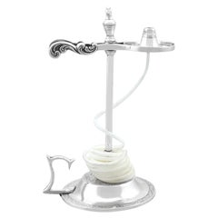 Antiguo gato de cera escocés victoriano de plata de ley