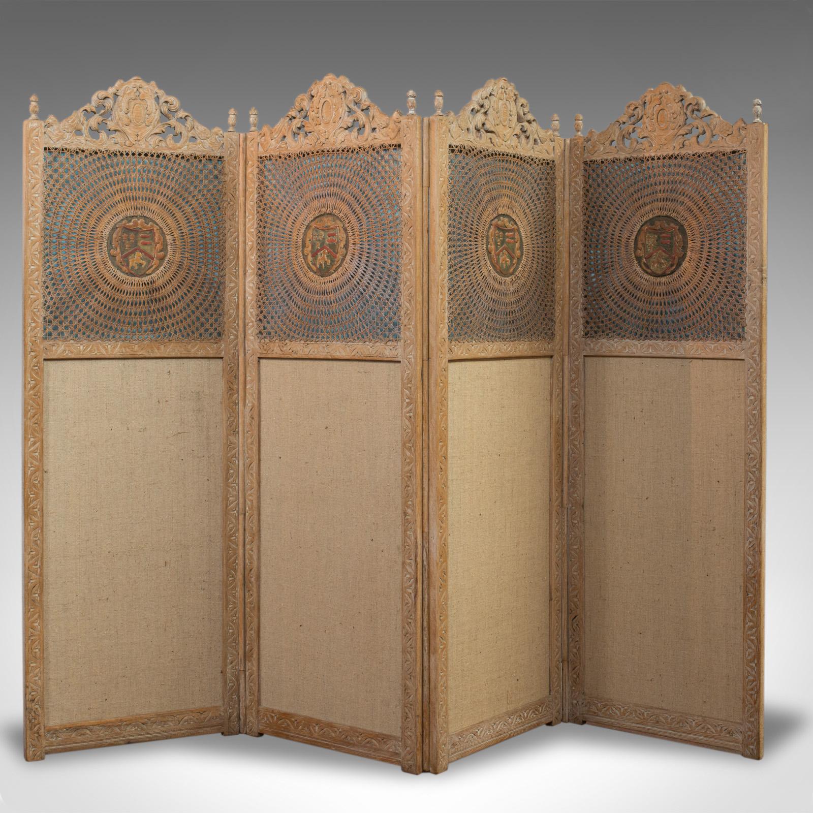 This is an antique Victorian screen. An English, limed oak and cane room divider or wall panel and dating to the late 19th century, circa 1890.

Pleasingly weighted, versatile screen
Displays a desirable aged patina
Limed oak showing distinctive