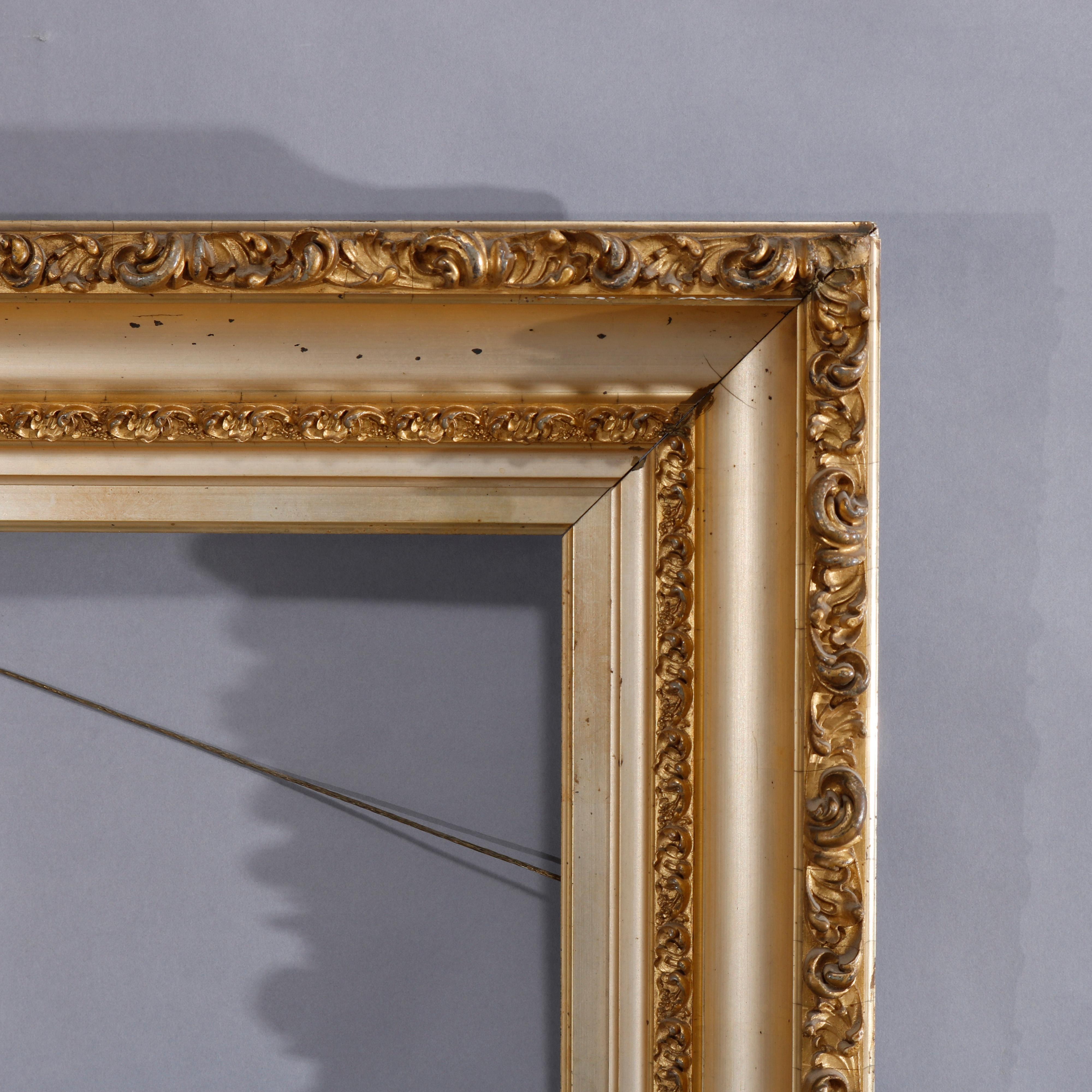 Carved Antique Victorian Scroll and Foliate Giltwood Art Frame, circa 1890