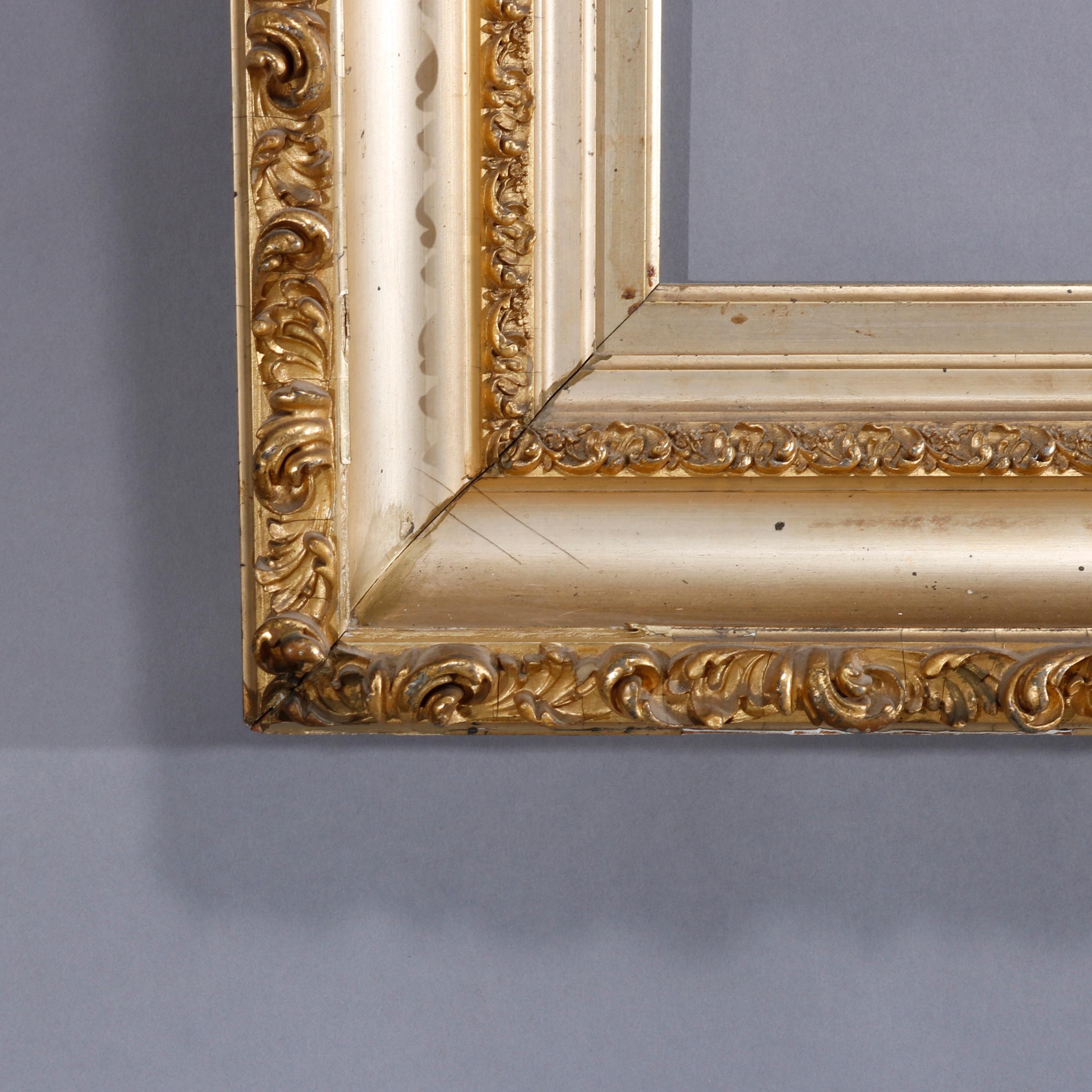 Antique Victorian Scroll and Foliate Giltwood Art Frame, circa 1890 In Good Condition In Big Flats, NY