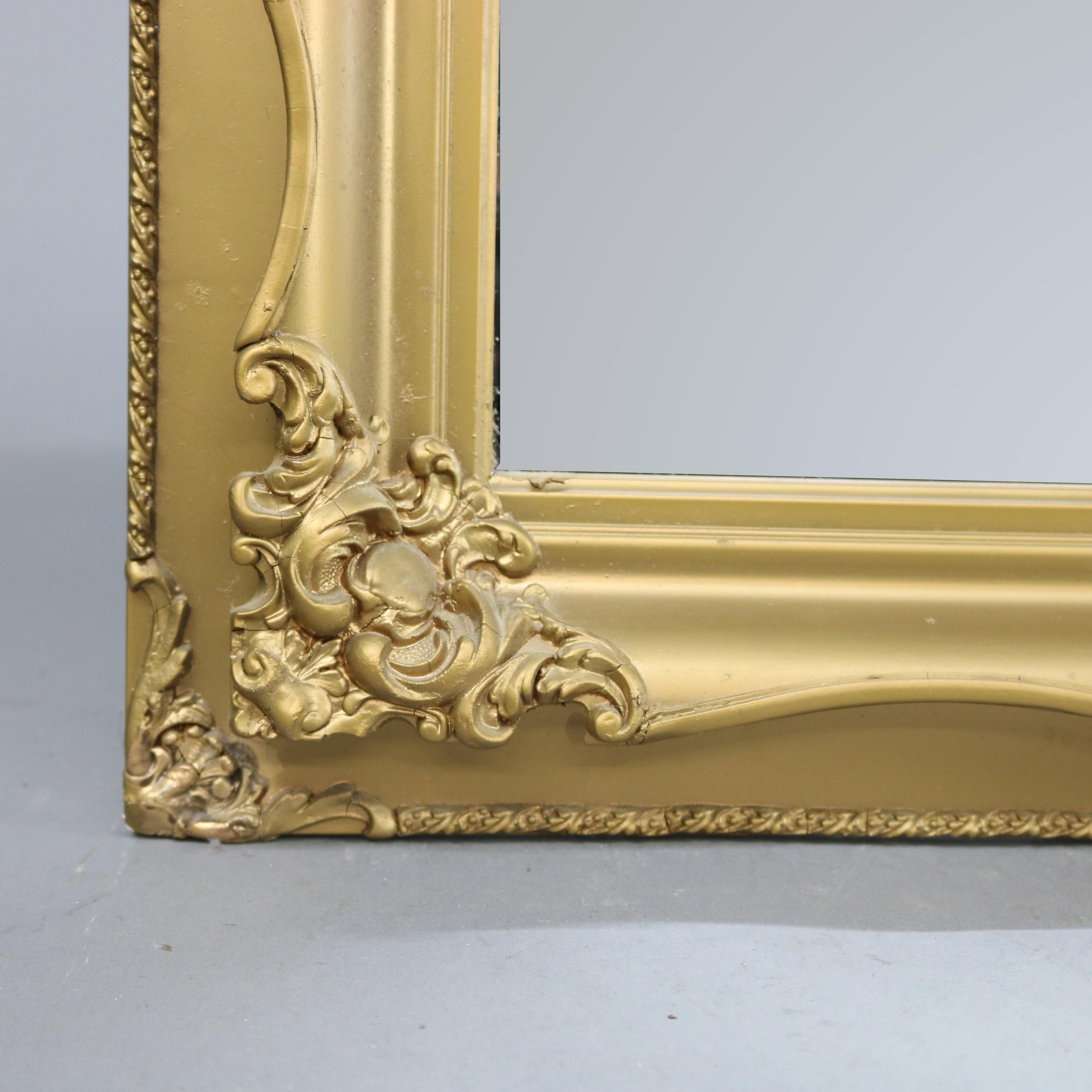 European Antique Victorian Sculpted Foliate Gold Gilt Wall Mirror, circa 1890