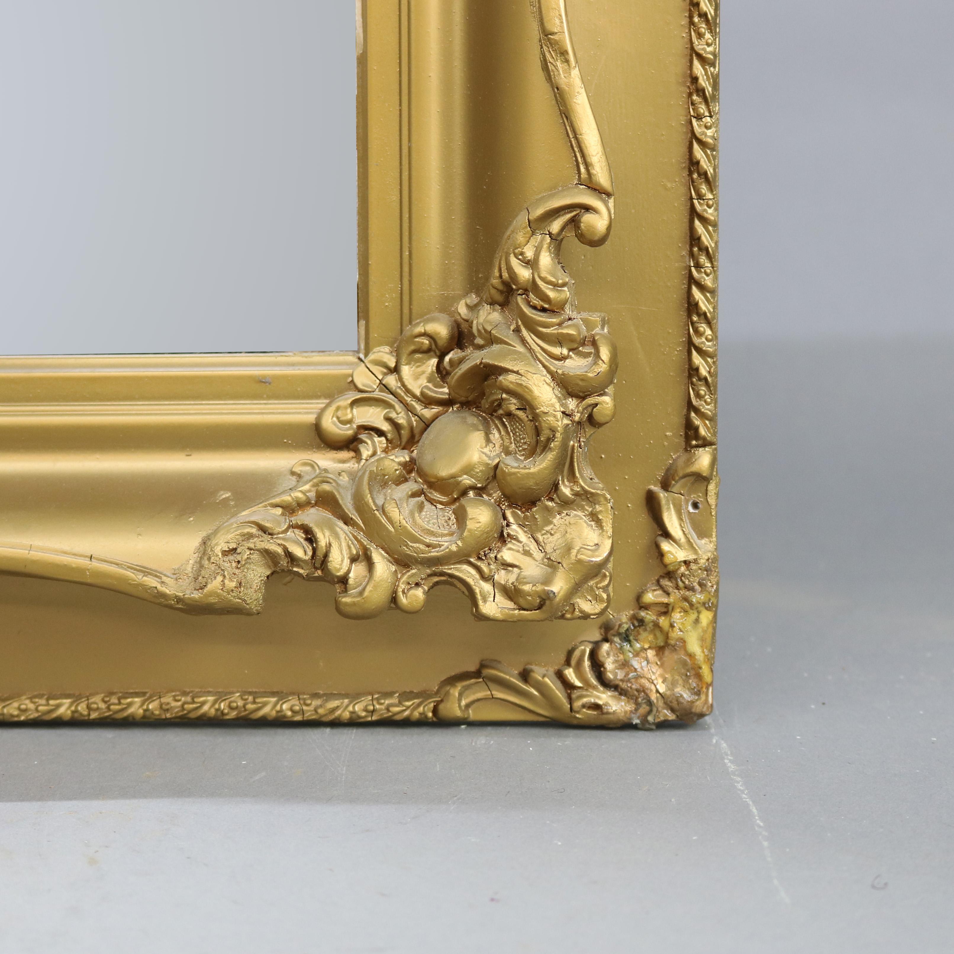 Antique Victorian Sculpted Foliate Gold Gilt Wall Mirror, circa 1890 In Good Condition In Big Flats, NY