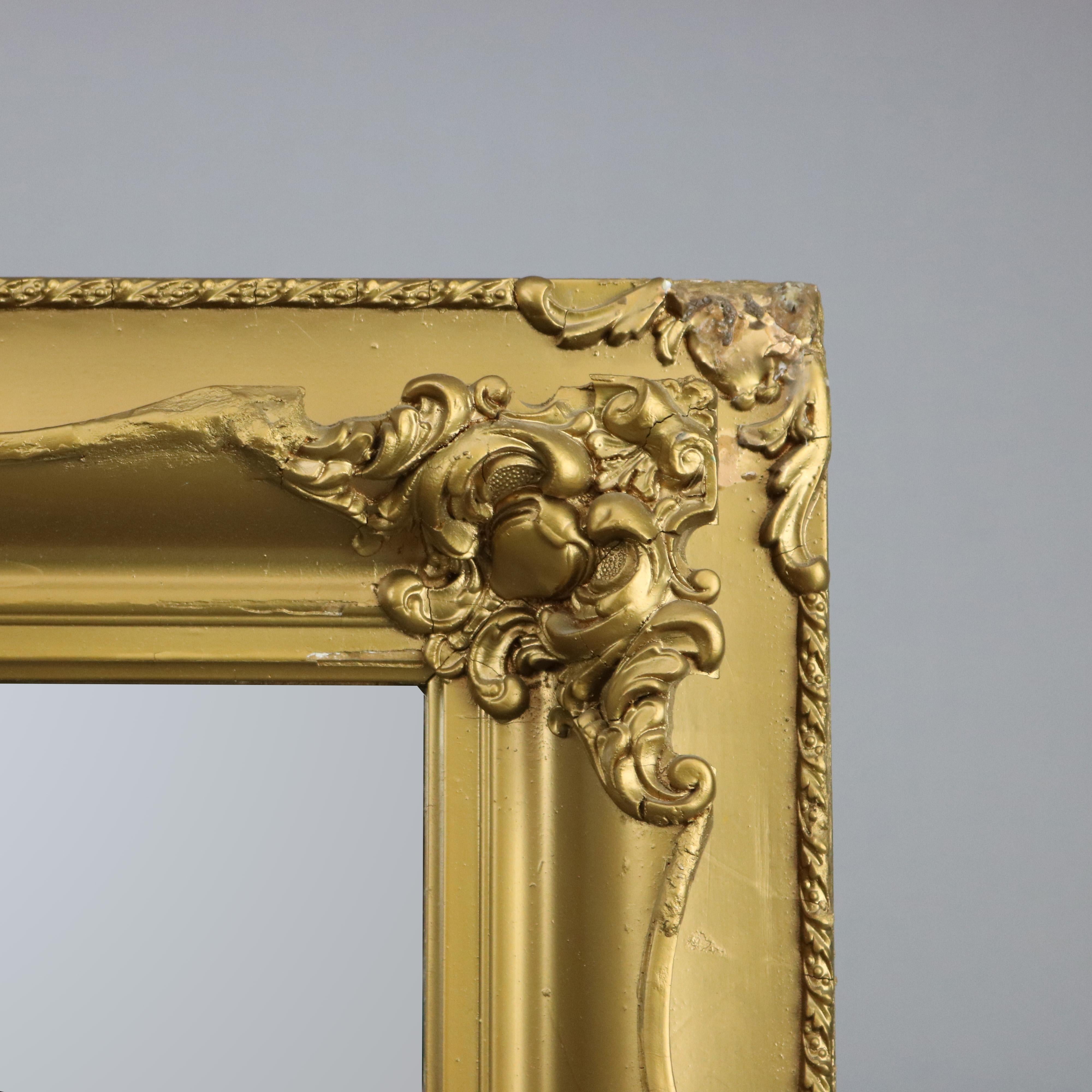 19th Century Antique Victorian Sculpted Foliate Gold Gilt Wall Mirror, circa 1890