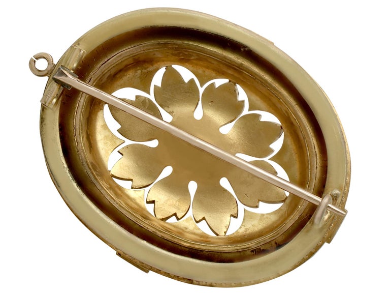 Broche Pendentif Vintage Victorien Couleur Or Avec Perle Jaune - Bijou Fantaisie Occasion SUPERBE