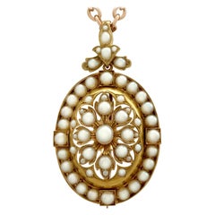 Antiguo broche victoriano con perlas y colgante de oro amarillo