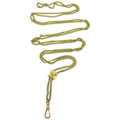 Antique Victorian Seed Pearl Slide Longchain Pockwatch Necklace 14 Karat Gold