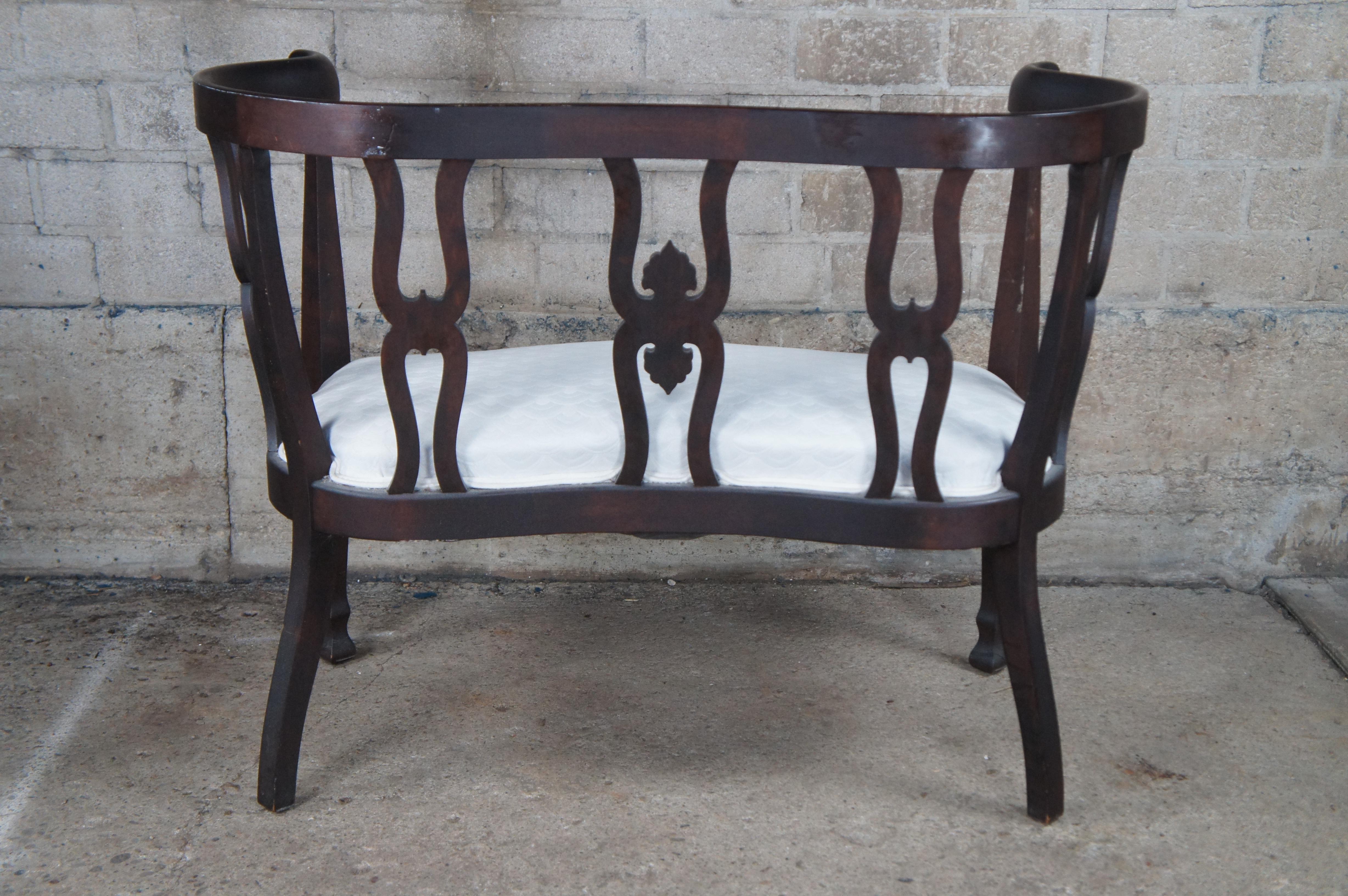 Antique Victorian Serpentine Oxbow Carved Mahogany Settee Loveseat Bench For Sale 5