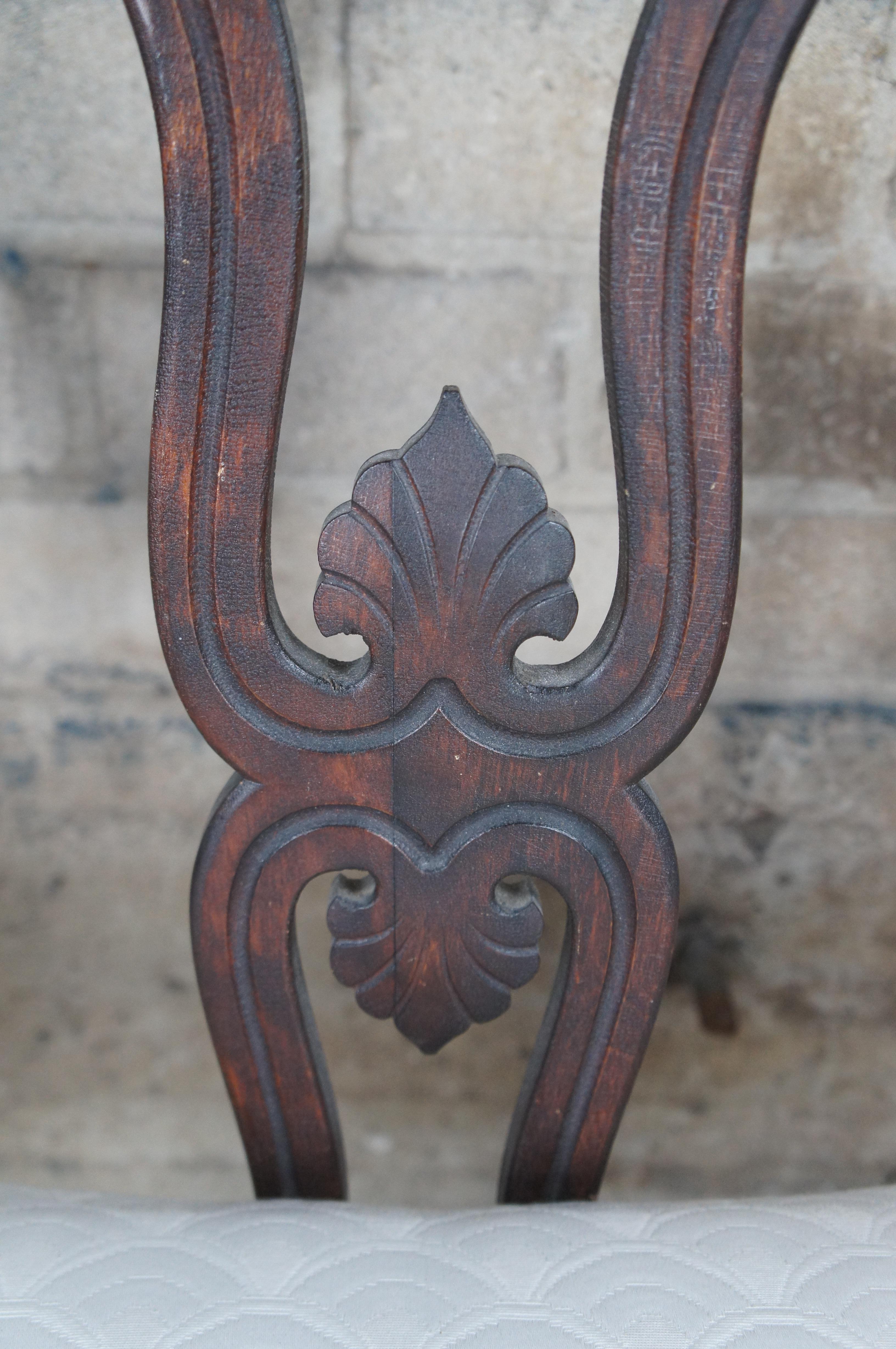 Antique Victorian Serpentine Oxbow Carved Mahogany Settee Loveseat Bench For Sale 2